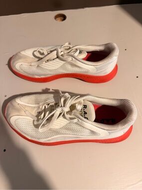 White Athletic Sneakers with Red Sole - Men